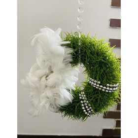 Wianek z piórami Estill biel